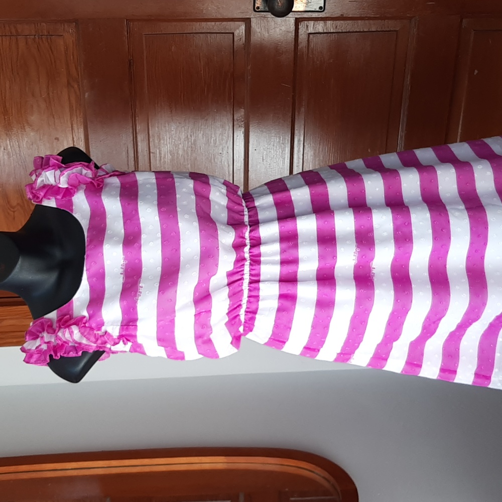 Lilly Pulitzer White and Hot Pink Striped Mini Dress